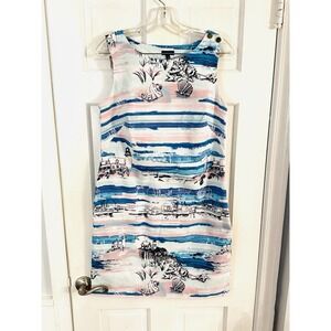 Talbots 100% Cotton Sz 8 Seaside Cottagecore Sheath Dress‎ Hamptons Casual